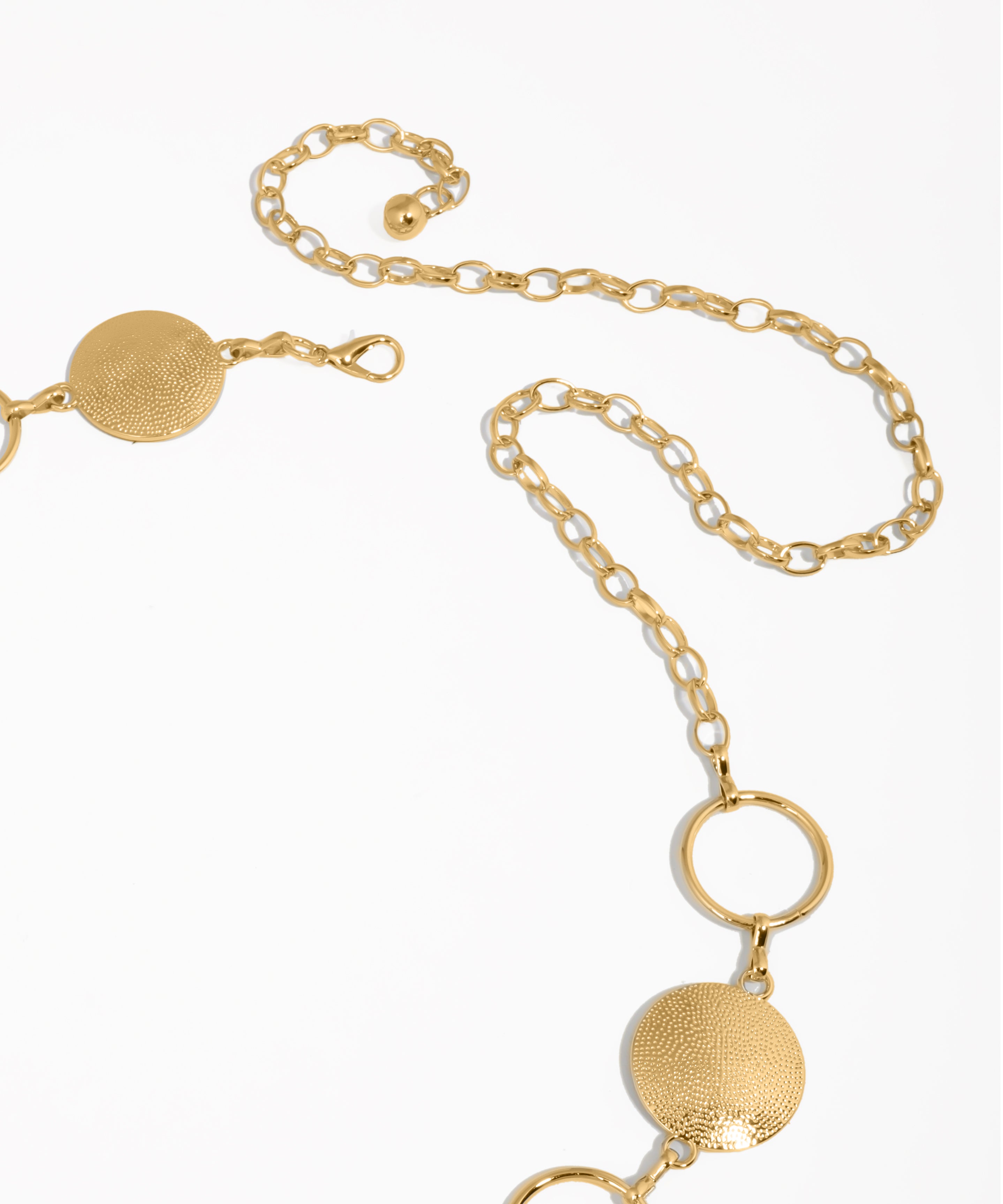 Textured Disc Link Waist Chain | Stylika