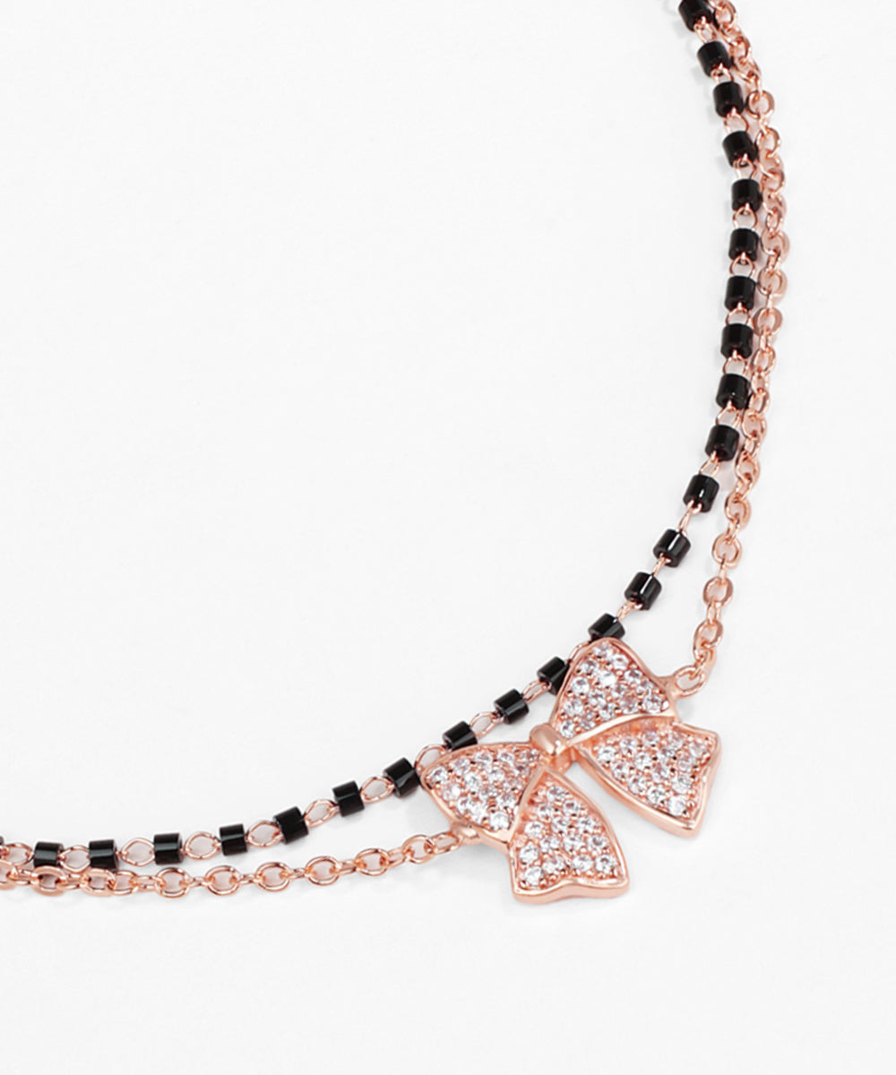 Bow Motif Double Chain Bracelet Mangalsutra | Stylika