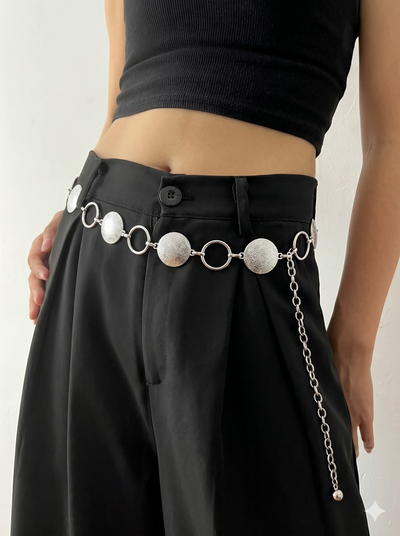 Textured Disc Link Waist Chain | Stylika