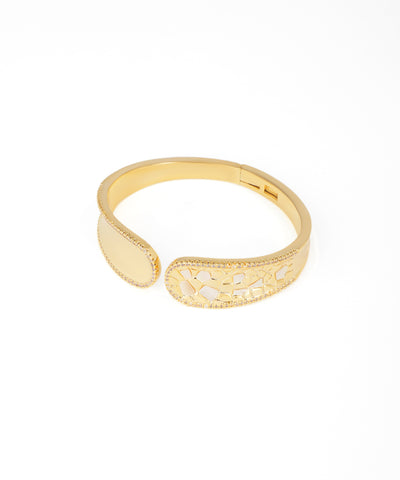 Artistic Open Bangle with Distinct Textured Inlay | Stylika