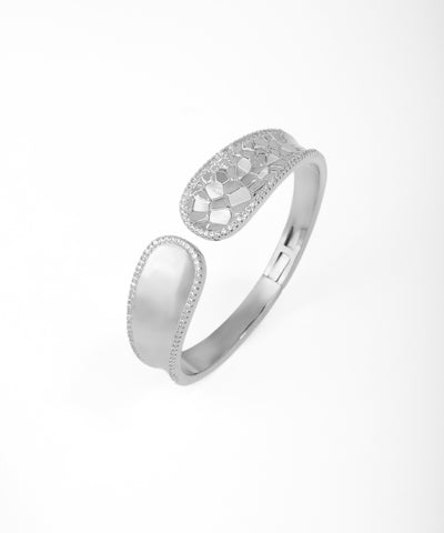 Artistic Open Bangle with Distinct Textured Inlay | Stylika