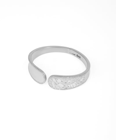 Artistic Open Bangle with Distinct Textured Inlay | Stylika
