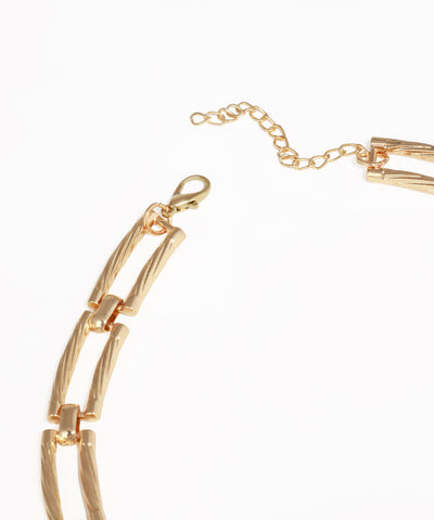 Textured Bar Link Statement Necklace | Stylika