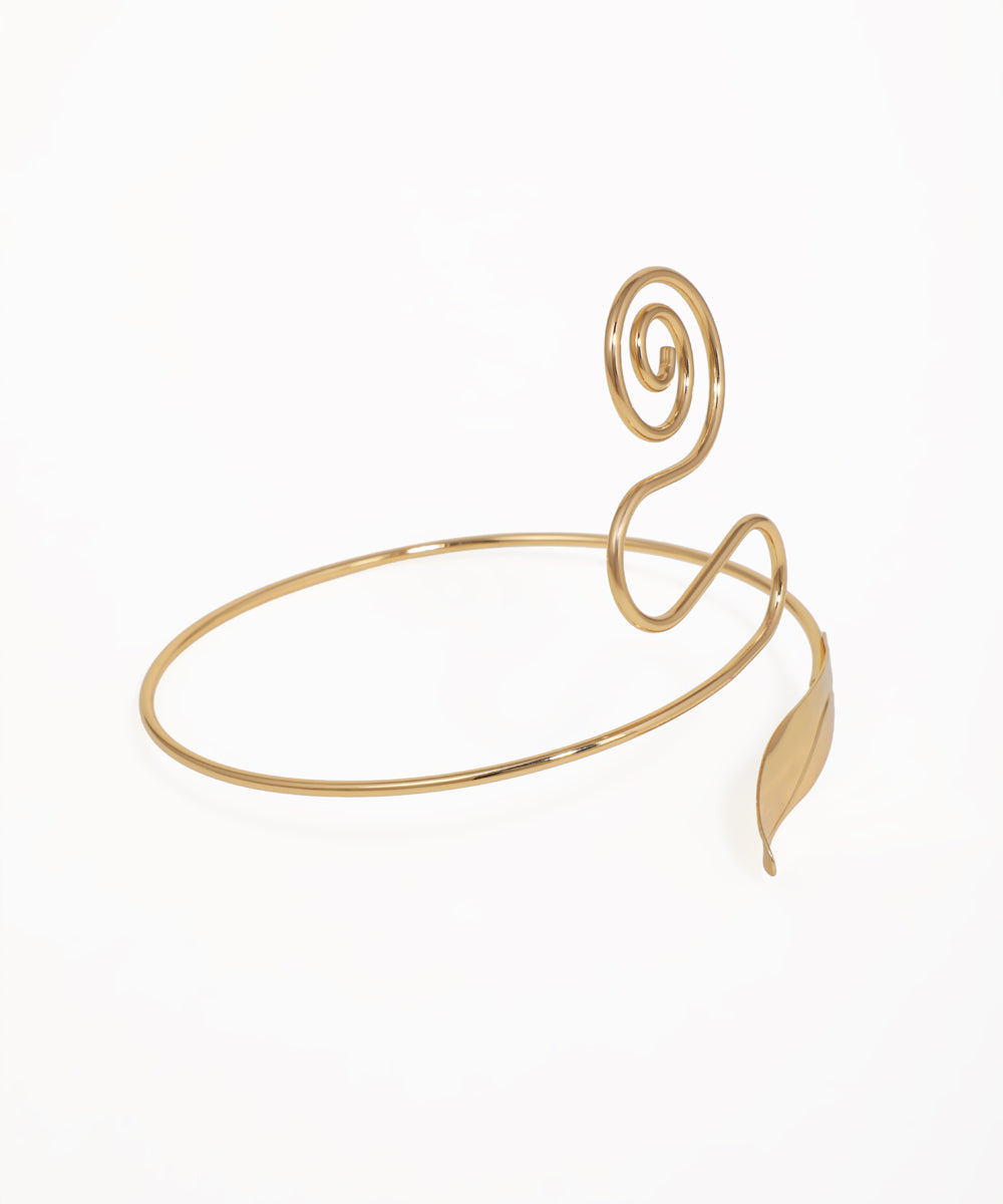 Modern Spiral and Leaf Arm Cuff for Upper Arm | Stylika