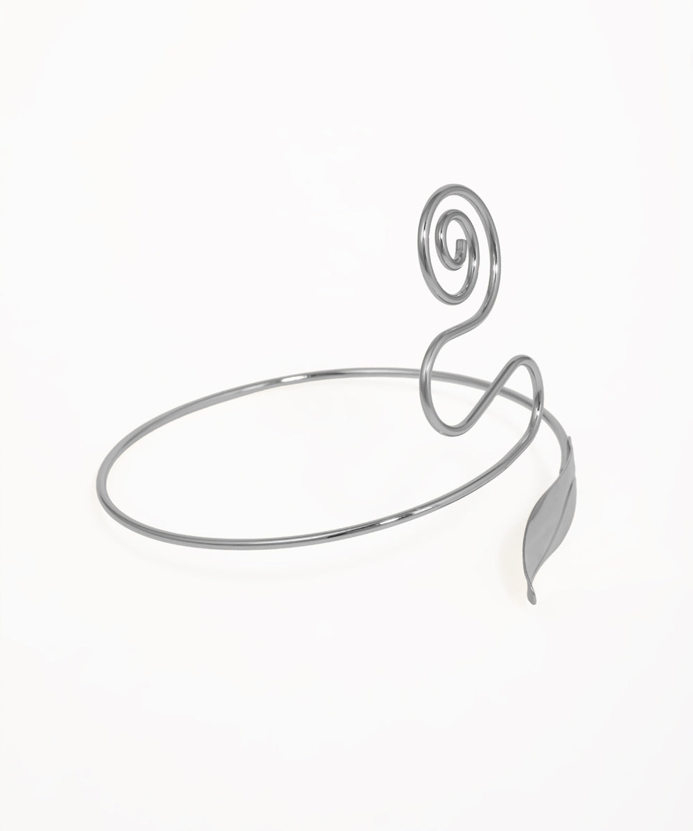 Modern Spiral and Leaf Arm Cuff | Stylika