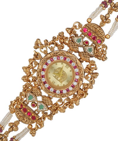 Layered Heritage Bracelet Watch with a round clock face