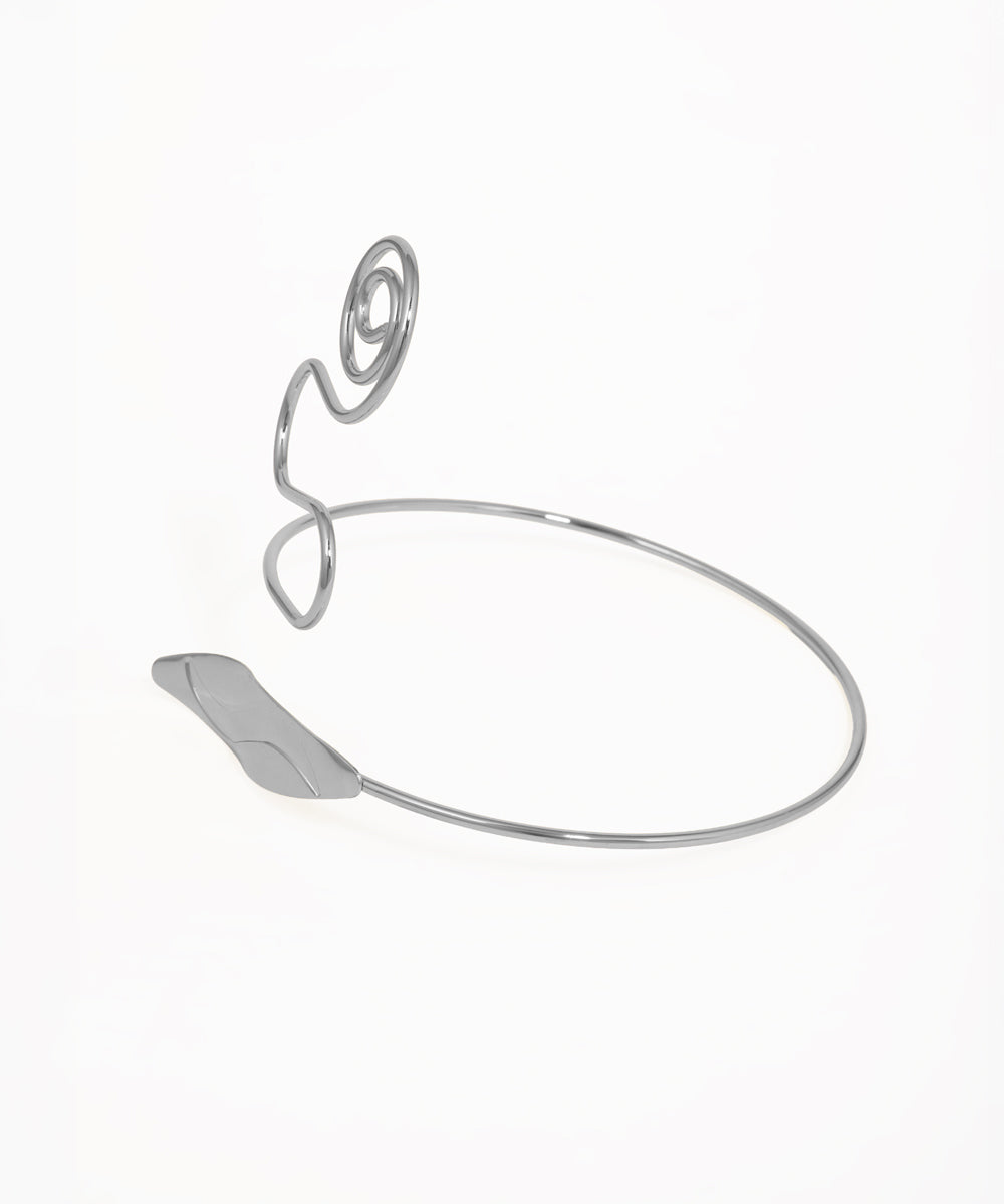 Modern Spiral and Leaf Arm Cuff | Stylika