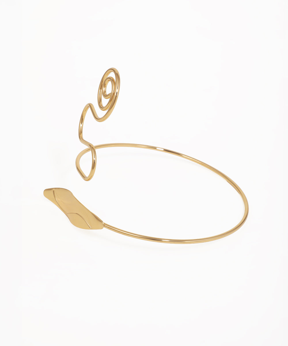 Modern Spiral and Leaf Arm Cuff for Upper Arm | Stylika