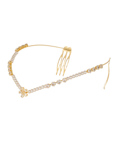 Floral Motif Pearl and Crystal Tiara for Special Occasions | Stylika