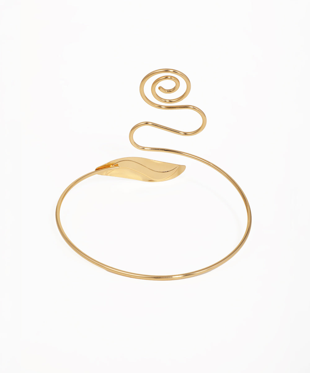 Modern Spiral and Leaf Arm Cuff for Upper Arm | Stylika