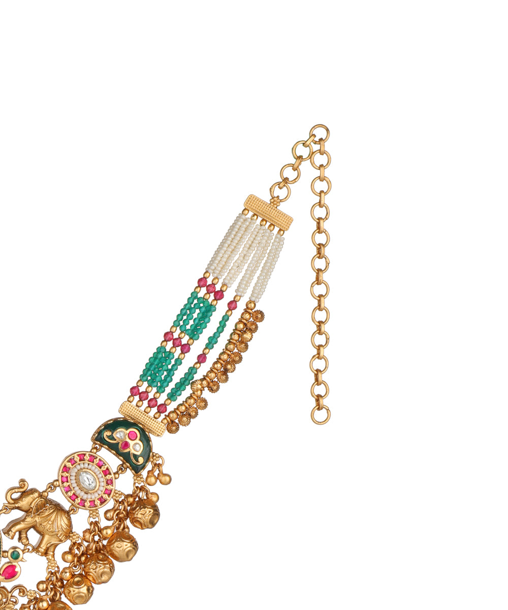 Traditional necklace set styled with fusion attire