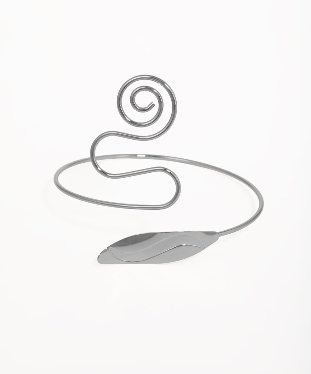 Modern Spiral and Leaf Arm Cuff | Stylika