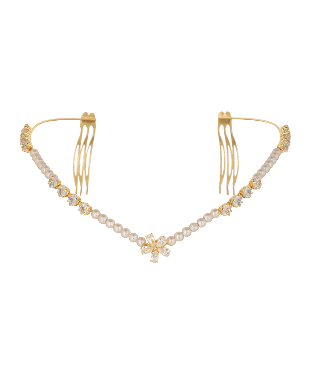 Floral Motif Pearl and Crystal Tiara for Special Occasions | Stylika