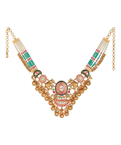 Traditional necklace set with elephant motif detail