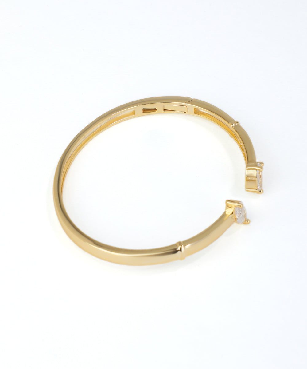 Open Cuff Bangle with Marquise and Pear Stone Accents | Stylika