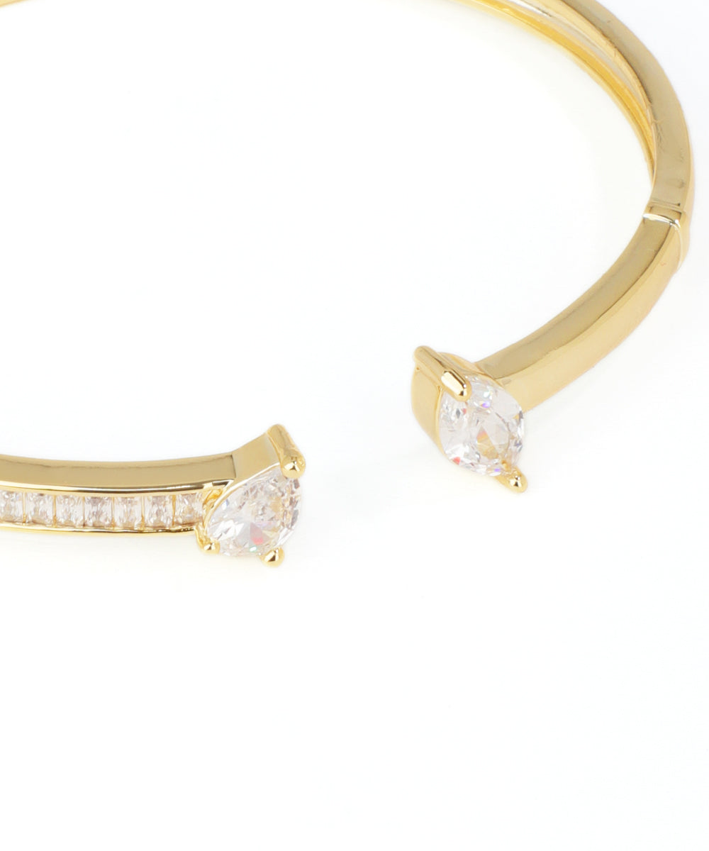 Open Cuff Bangle with Marquise and Pear Stone Accents | Stylika