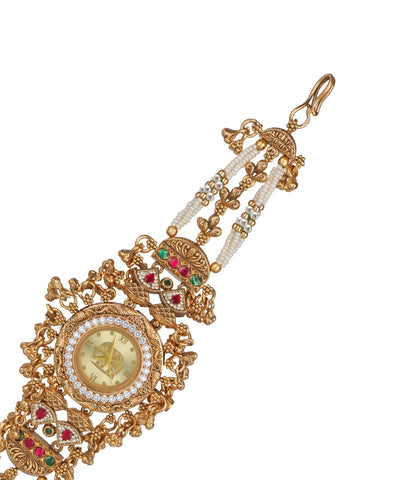 Heritage bracelet watch featuring faux pearl bead accents