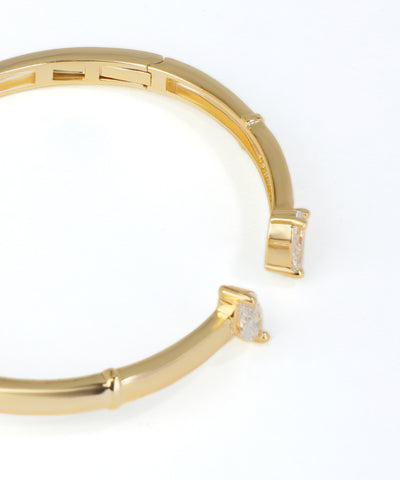 Open Cuff Bangle with Marquise and Pear Stone Accents | Stylika