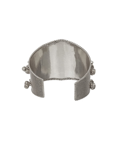 Intricate Floral Oxidised Cuff Bracelet with Ghungroos | Stylika