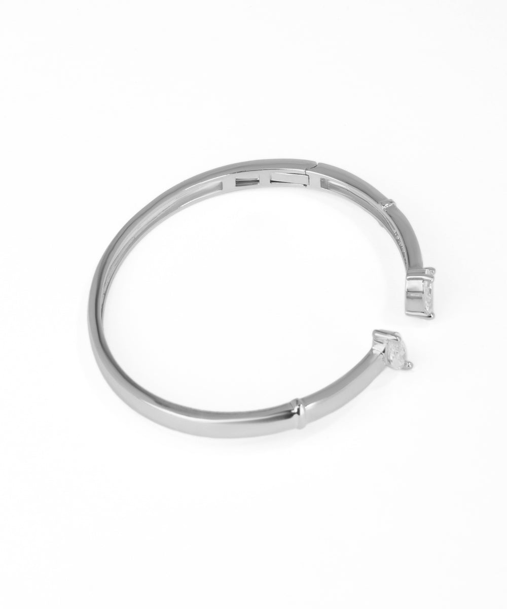 Open Cuff Bangle with Marquise and Pear Stone Accents | Stylika