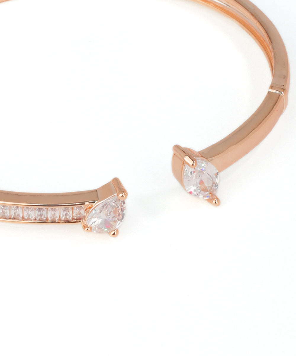 Open Cuff Bangle with Marquise and Pear Stone Accents | Stylika