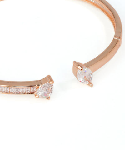 Open Cuff Bangle with Marquise and Pear Stone Accents | Stylika