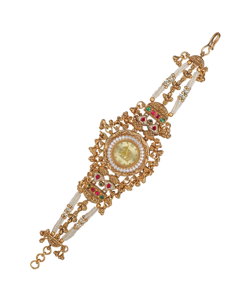 Heritage bracelet watch with traditional Indian motifs