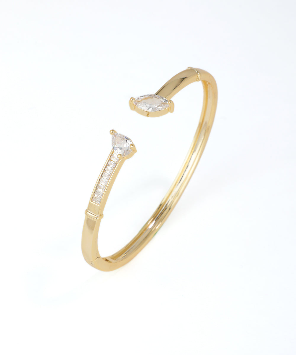 Open Cuff Bangle with Marquise and Pear Stone Accents | Stylika