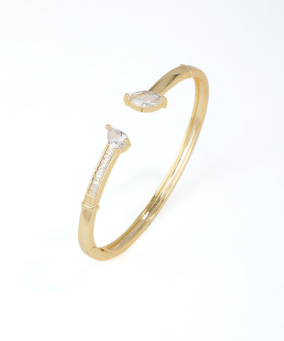 Open Cuff Bangle with Marquise and Pear Stone Accents | Stylika