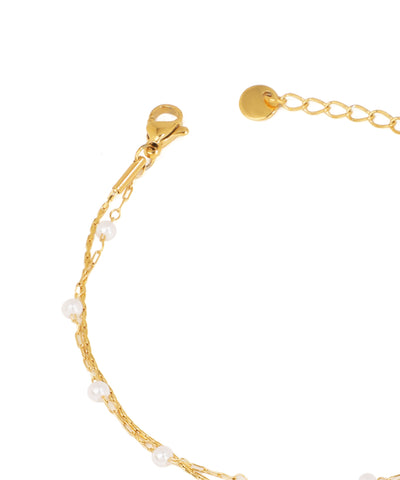 Delicate Layered Chain Bracelet with Pearl Accents | Stylika