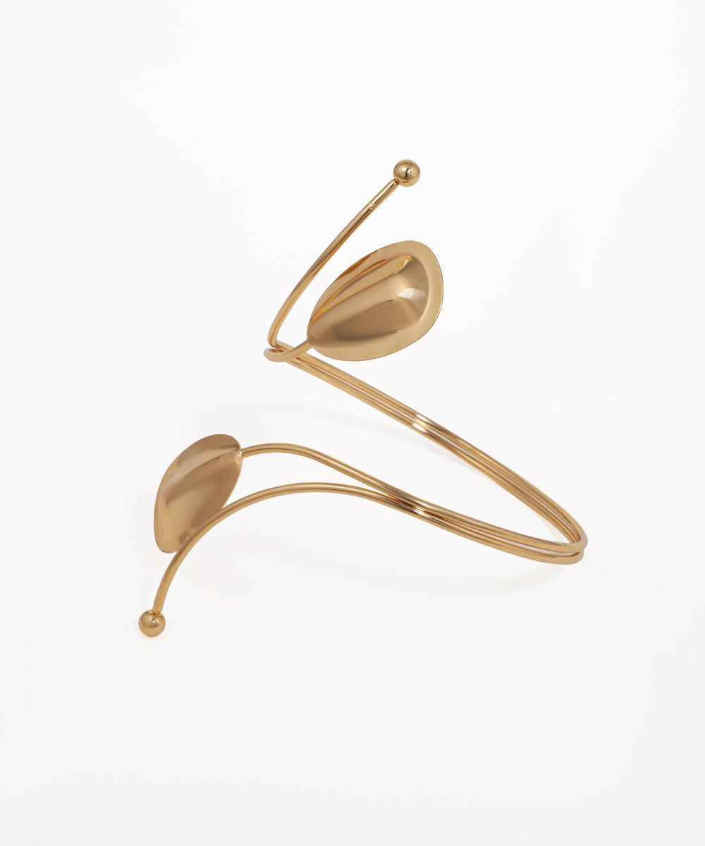 Modern Sculptural Wrap Arm Cuff with Organic Petals | Stylika