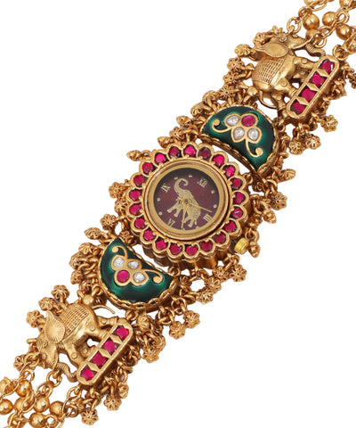 Ornate bracelet watch with a layered link structure