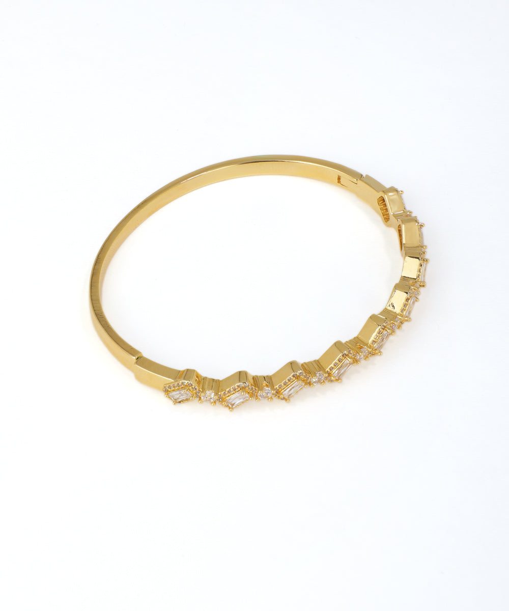 Contemporary Half-Embellished Linear Sparkle Bangle | Stylika