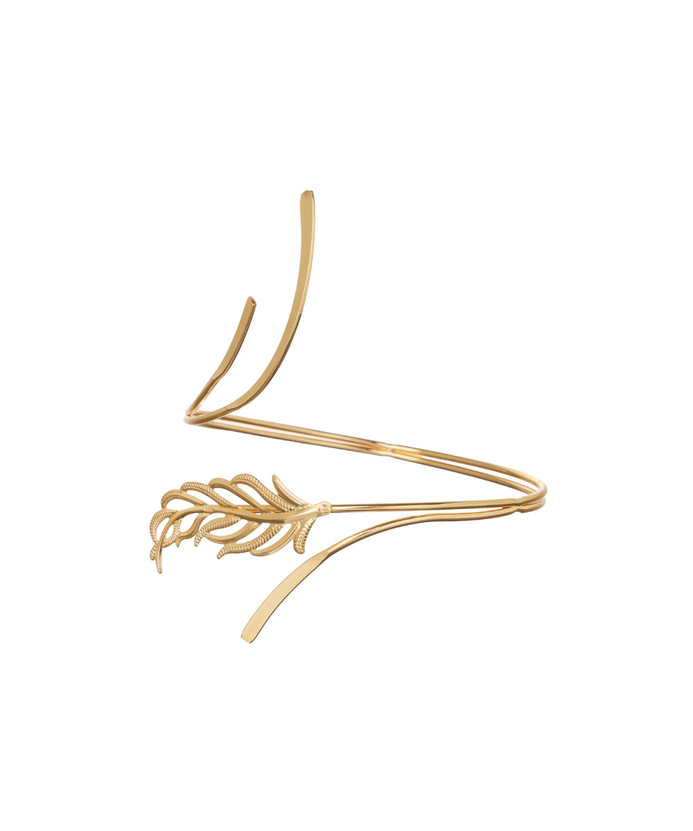 Modern Open Arm Cuff with Intricate Leaf Design | Stylika