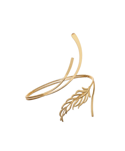 Modern Open Arm Cuff with Intricate Leaf Design | Stylika