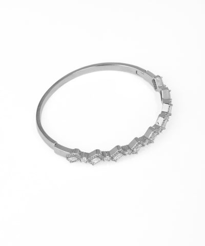 Contemporary Half-Embellished Linear Sparkle Bangle | Stylika