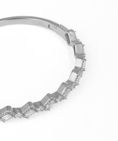 Contemporary Half-Embellished Linear Sparkle Bangle | Stylika