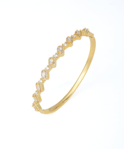 Contemporary Half-Embellished Linear Sparkle Bangle | Stylika