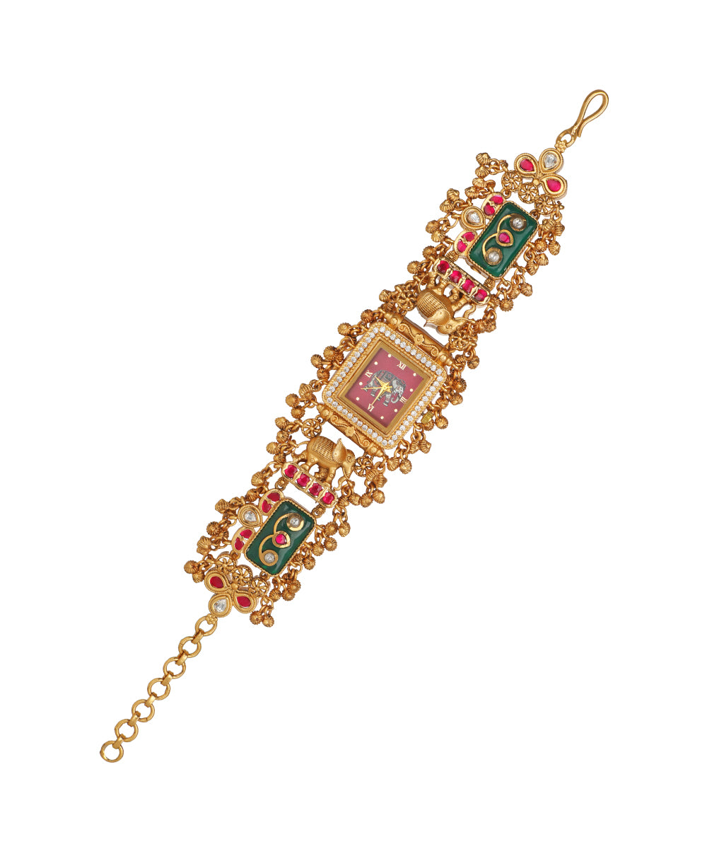 Heritage bracelet watch with elephant and floral motif