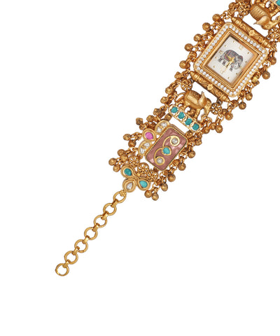 Ornate bracelet watch for festive and fusion styling