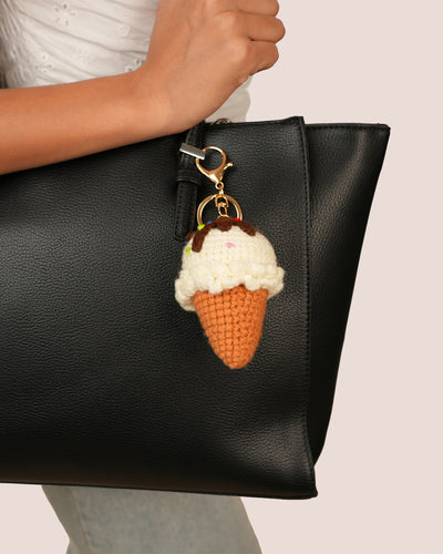Choco-Vanilla Ice Cream Crochet Bag Charm | Stylika