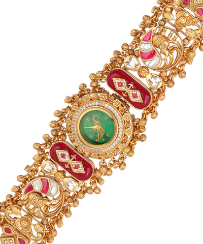 Ornate Heritage Bracelet Watch with a layered band silhouette