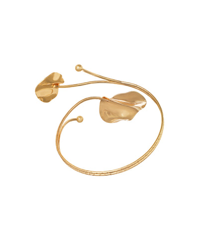 Modern Sculptural Arm Cuff with Hammered Discs | Stylika