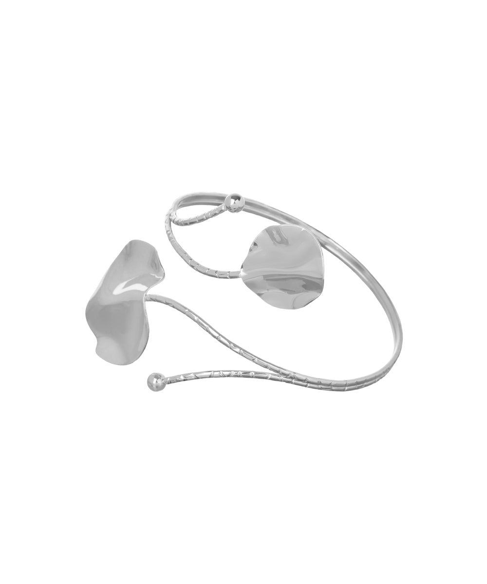 Modern Sculptural Arm Cuff with Hammered Discs | Stylika