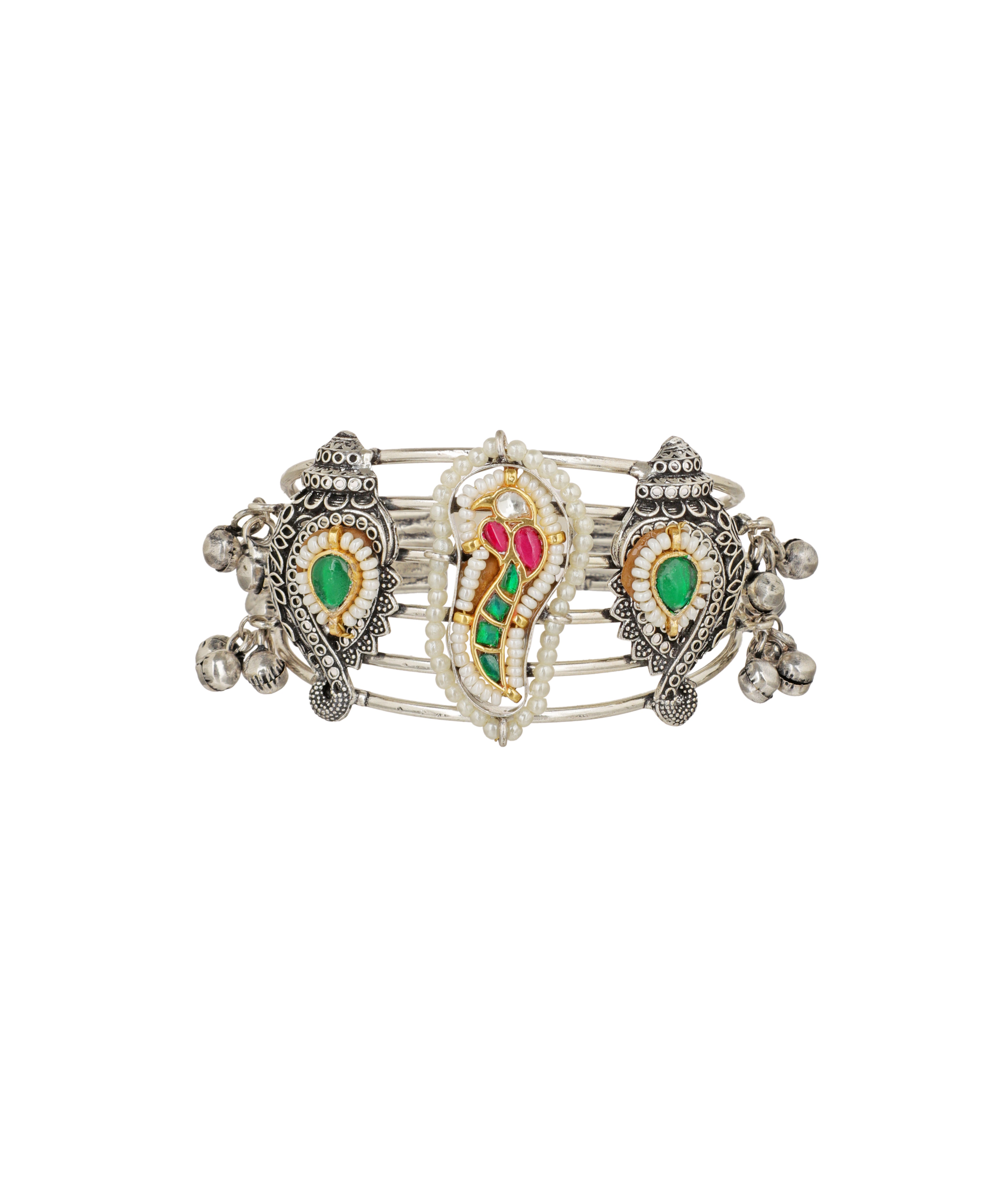 Intricate Paisley Motif Oxidised Cuff Bracelet | Stylika