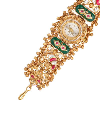 Heritage bracelet watch with enamel-style details