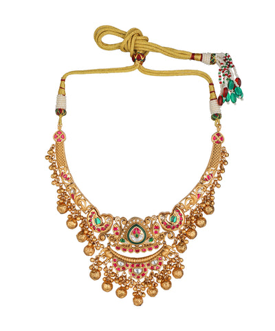 Traditional necklace set with decorative stone floral motifs