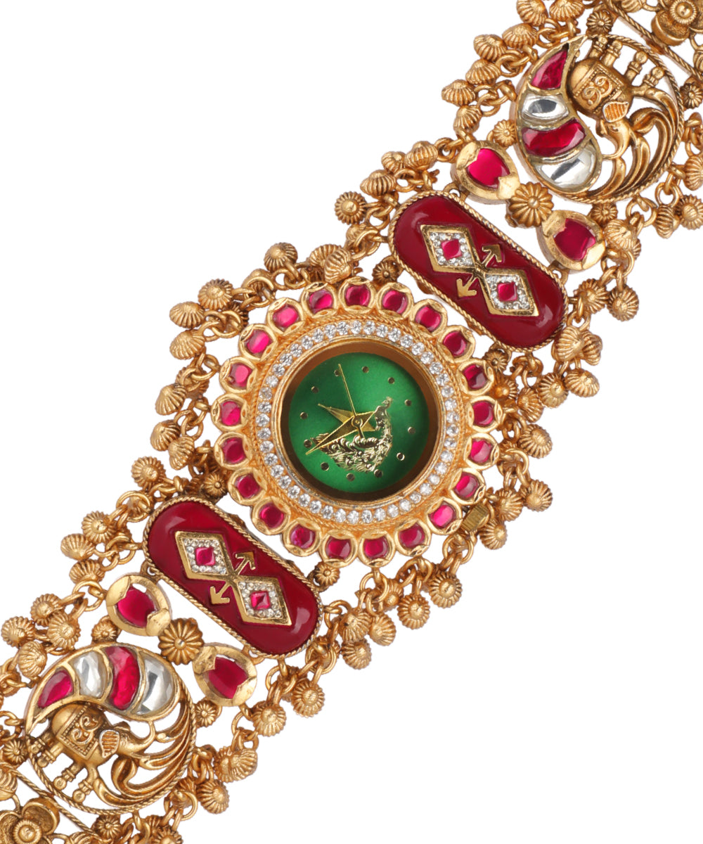Elaborate heritage bracelet watch with wide silhouette
