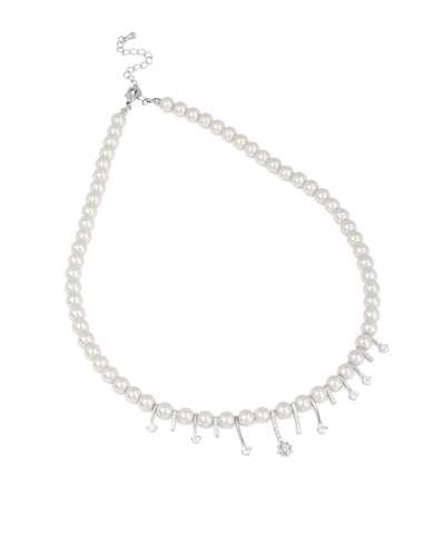 Pearl Necklace with Sparkling Droplets | Stylika