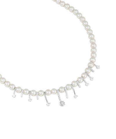 Pearl Necklace with Sparkling Droplets | Stylika